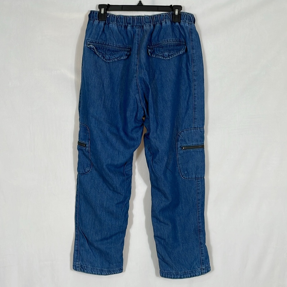 Pilcro Jeans Size L Relaxed Fit High Rise Pull On Cargo Denim EUC Worn Once - Picture 3 of 11